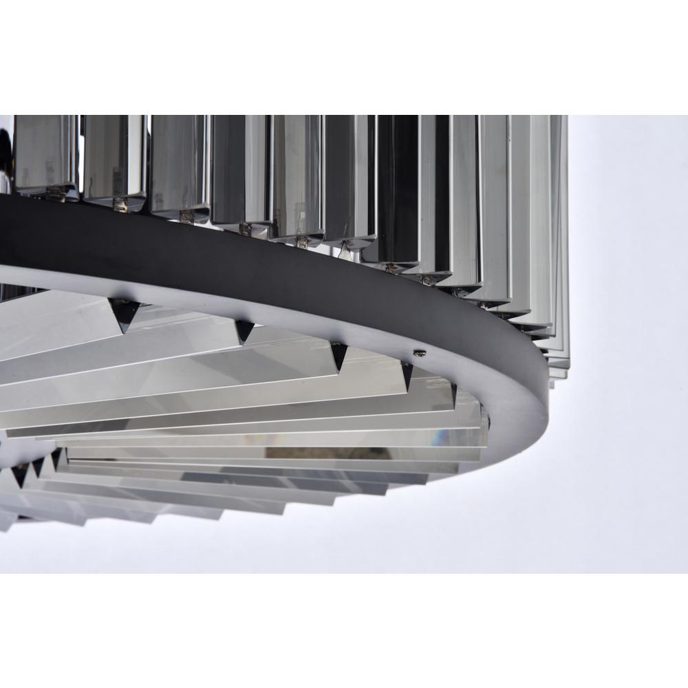 Chelsea 10 light Matte Black Chandelier Silver Shade (Grey) Royal Cut Crystal. Picture 3