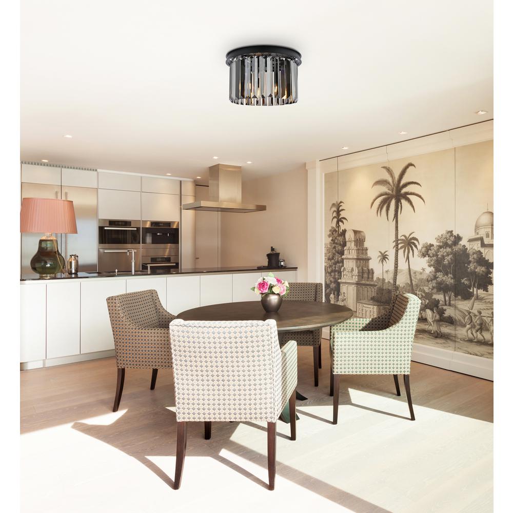 Sydney 3 light Matte Black Flush Mount Silver Shade (Grey) Royal Cut Crystal. Picture 7