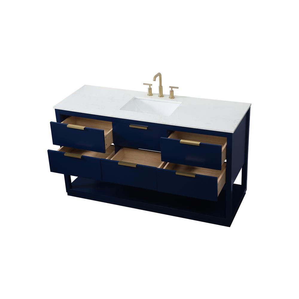 60 inch Single bathroom vanity in blue. Picture 9