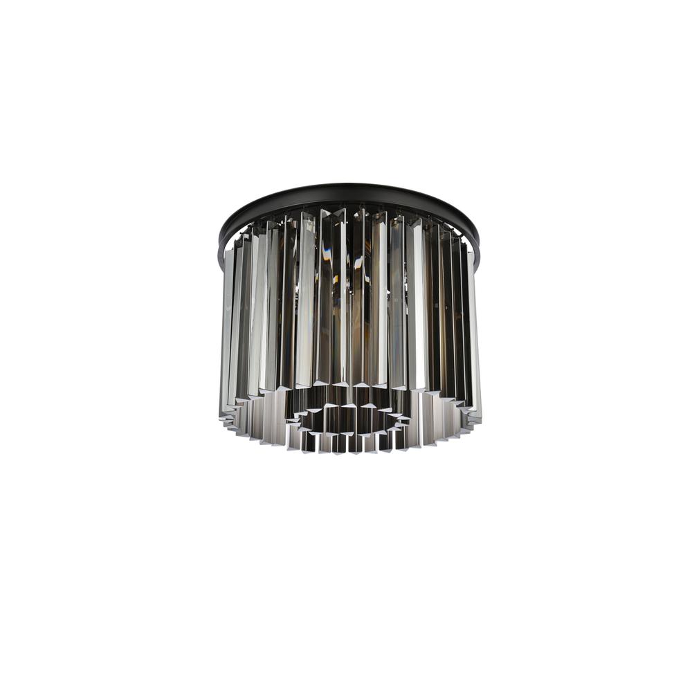 Sydney 6 light Matte Black Flush Mount Silver Shade (Grey) Royal Cut Crystal. Picture 6