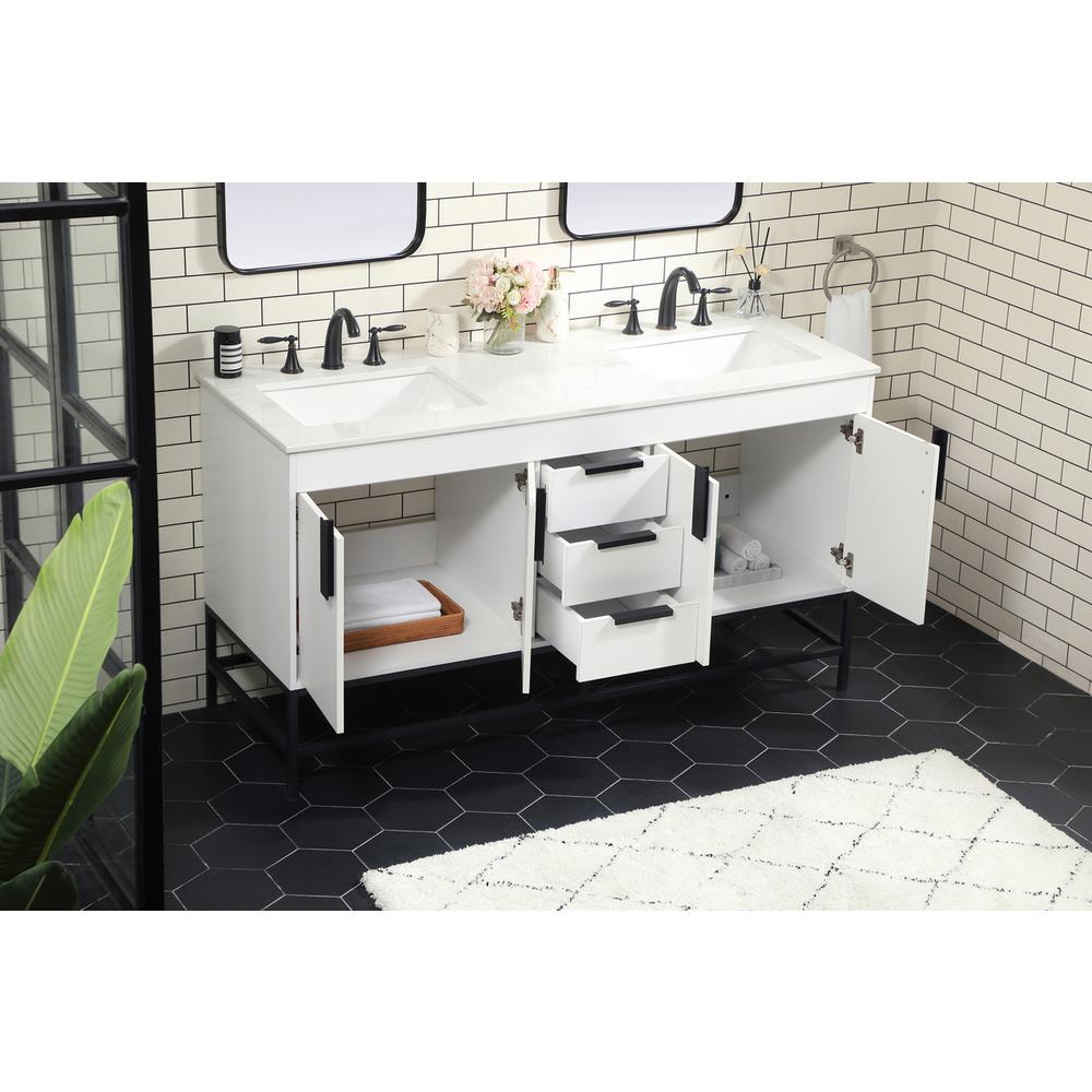 60 inch double bathroom vanity in white. Picture 3