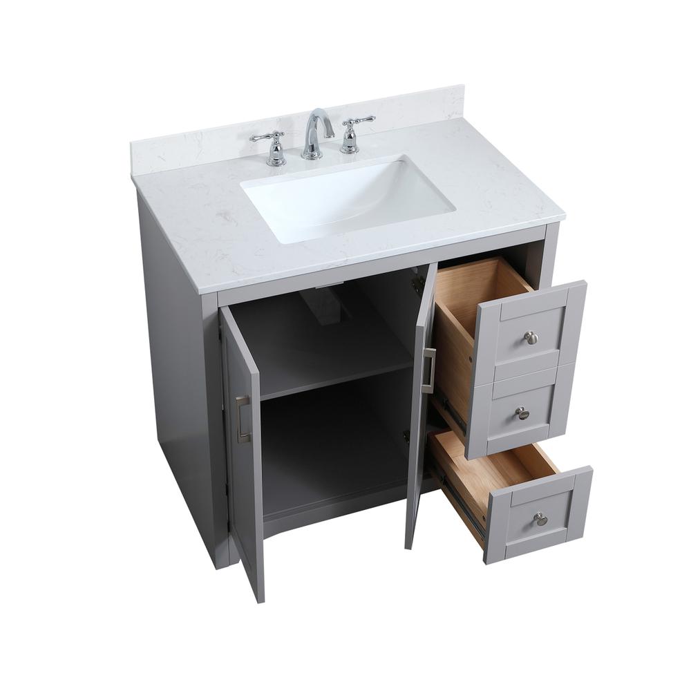 36 inch Single Bathroom Vanity in Grey with Backsplash. Picture 10