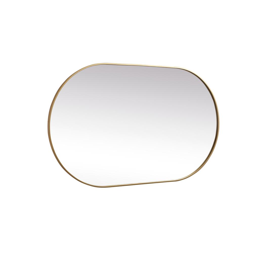 Metal Frame Oval Mirror 36x60 Inch in Brass. Picture 9