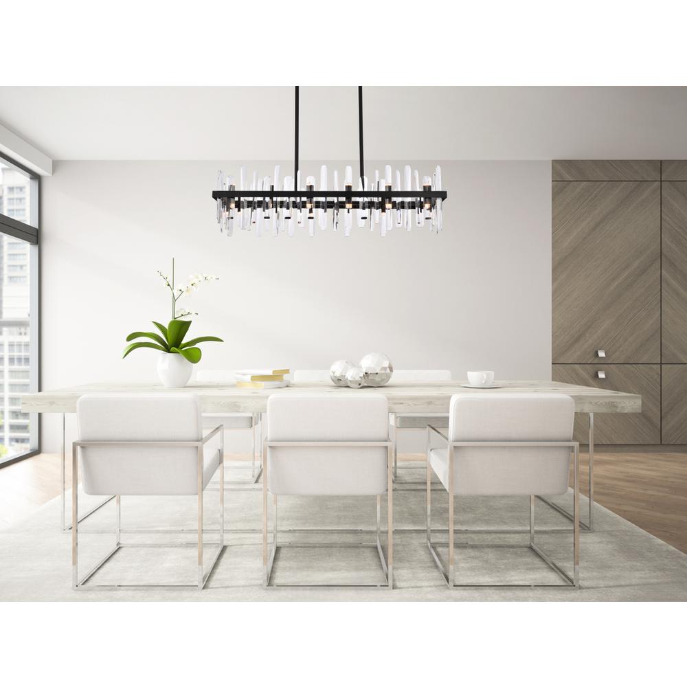 Serena 42 inch crystal rectangle chandelier in black. Picture 7