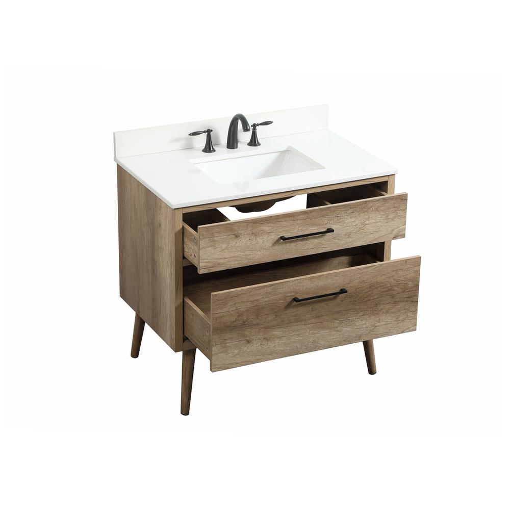 36 inch Single bathroom vanity in natural oak with backsplash. Picture 9