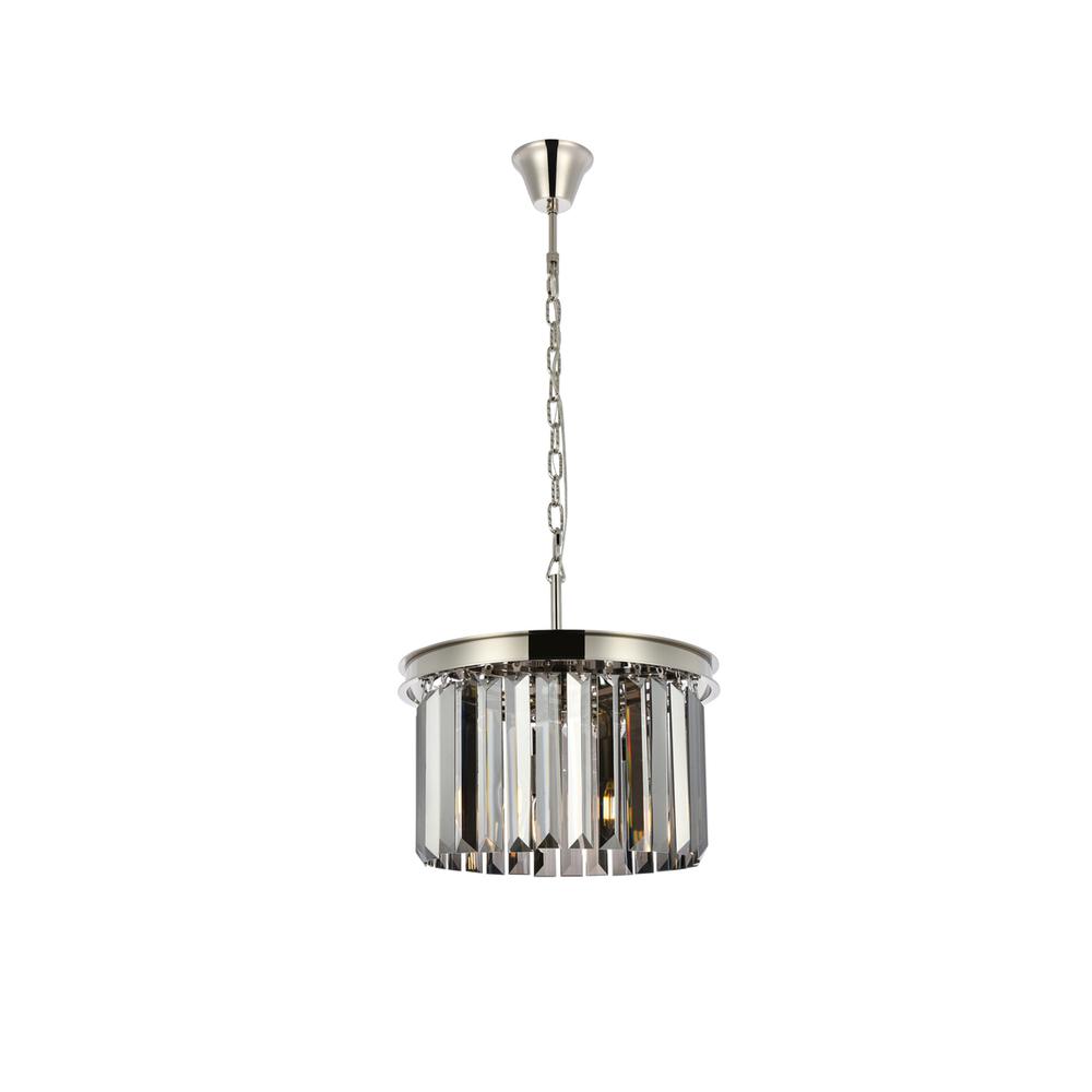 Sydney 3 light polished nickel Pendant Silver Shade (Grey) Royal Cut Crystal. Picture 1
