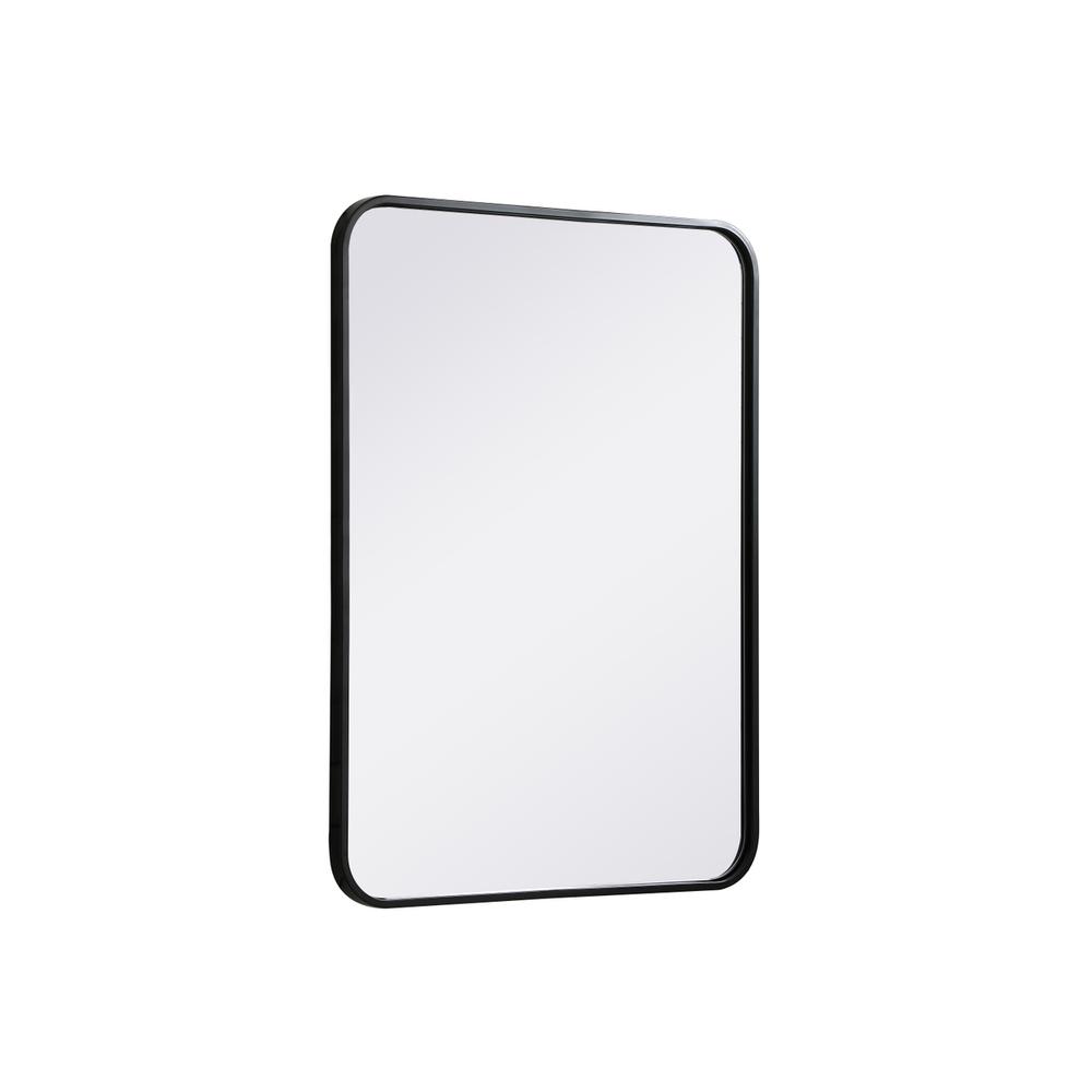 Soft corner metal rectangular mirror 22x30 inch in Black. Picture 5