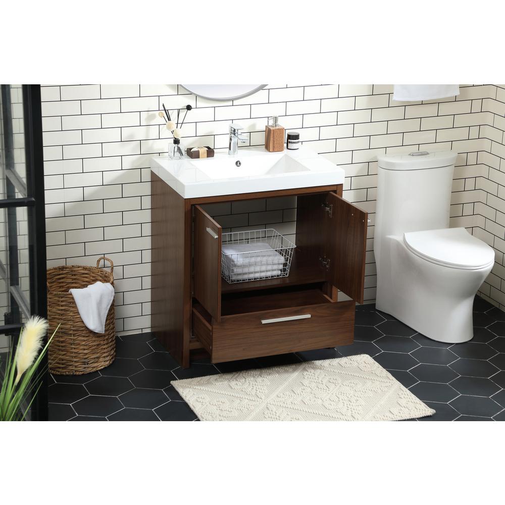 30 inch Single bathroom vanity in Walnut. Picture 3
