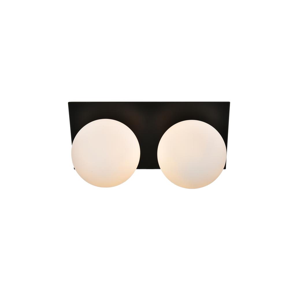 Jillian 2 light Black and frosted white Bath Sconce. Picture 1