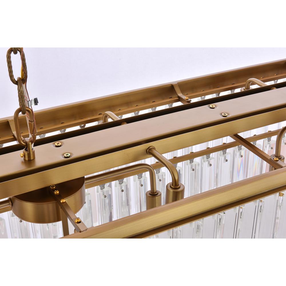 Sydney 50 inch rectangle crystal chandelier in satin gold. Picture 4