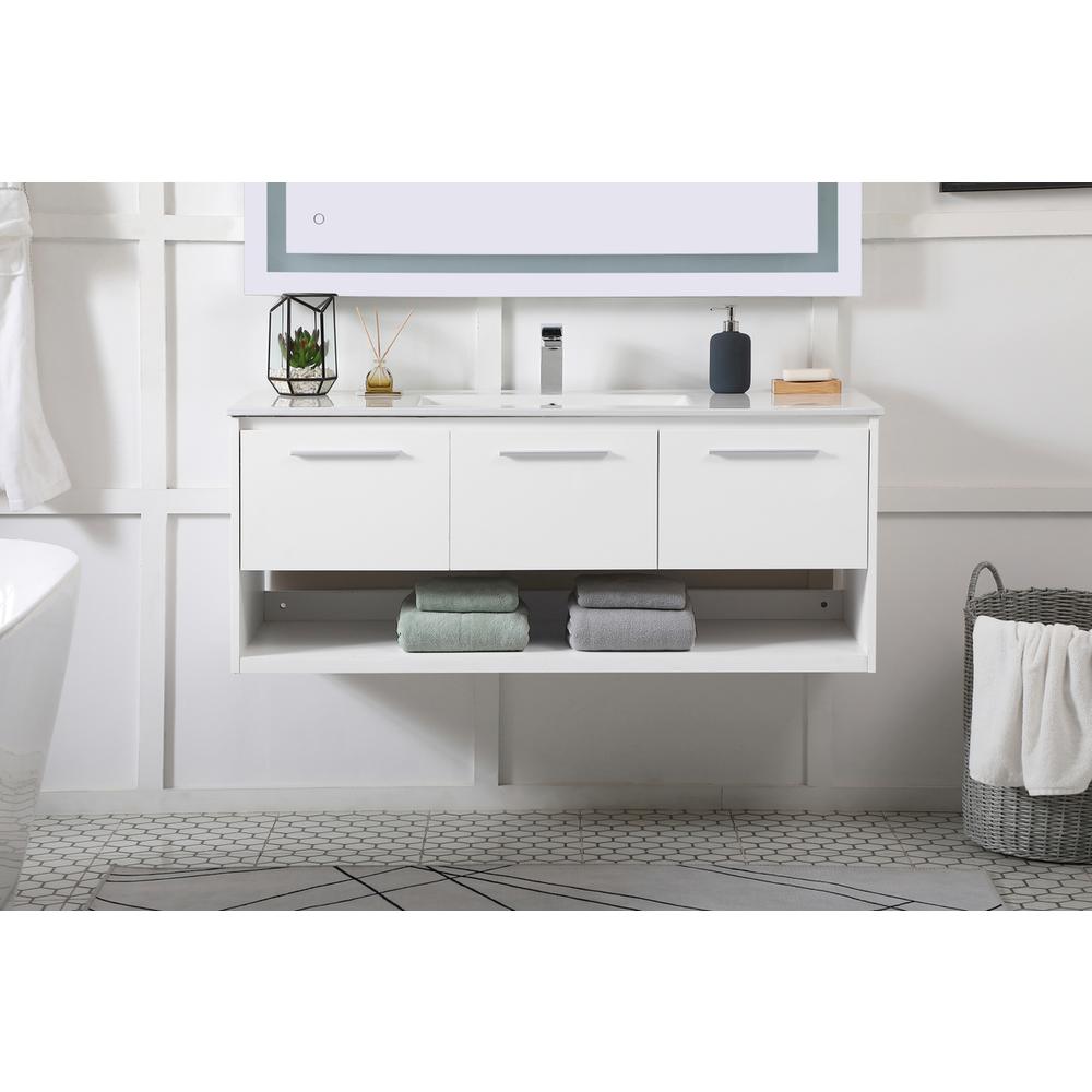 48 inch  Single Bathroom Floating Vanity in White. Picture 13