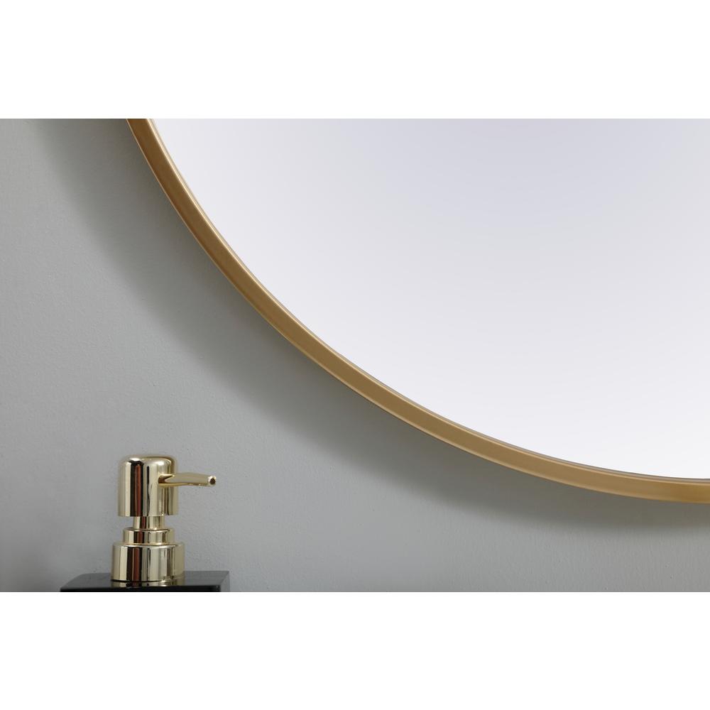 Metal Frame Oval Mirror 24x36 Inch in Brass. Picture 5