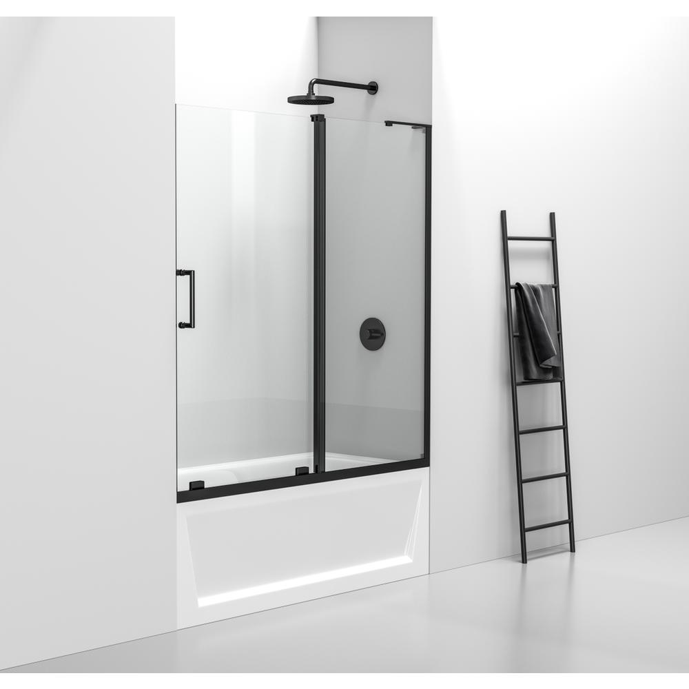 Frameless tub door 60 x 60 Matte Black. Picture 2