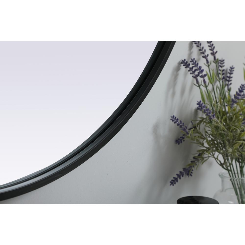 Metal Frame Oval Mirror 30x40 Inch in Black. Picture 6