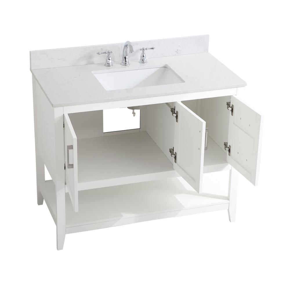 42 inch Single Bathroom Vanity in White with Backsplash. Picture 10