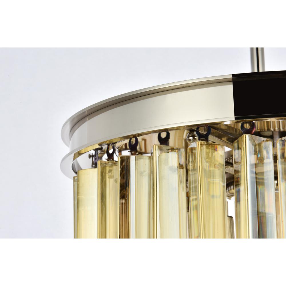 Sydney 3 light polished nickel Pendant Golden Teak (Smoky) Royal Cut Crystal. Picture 5