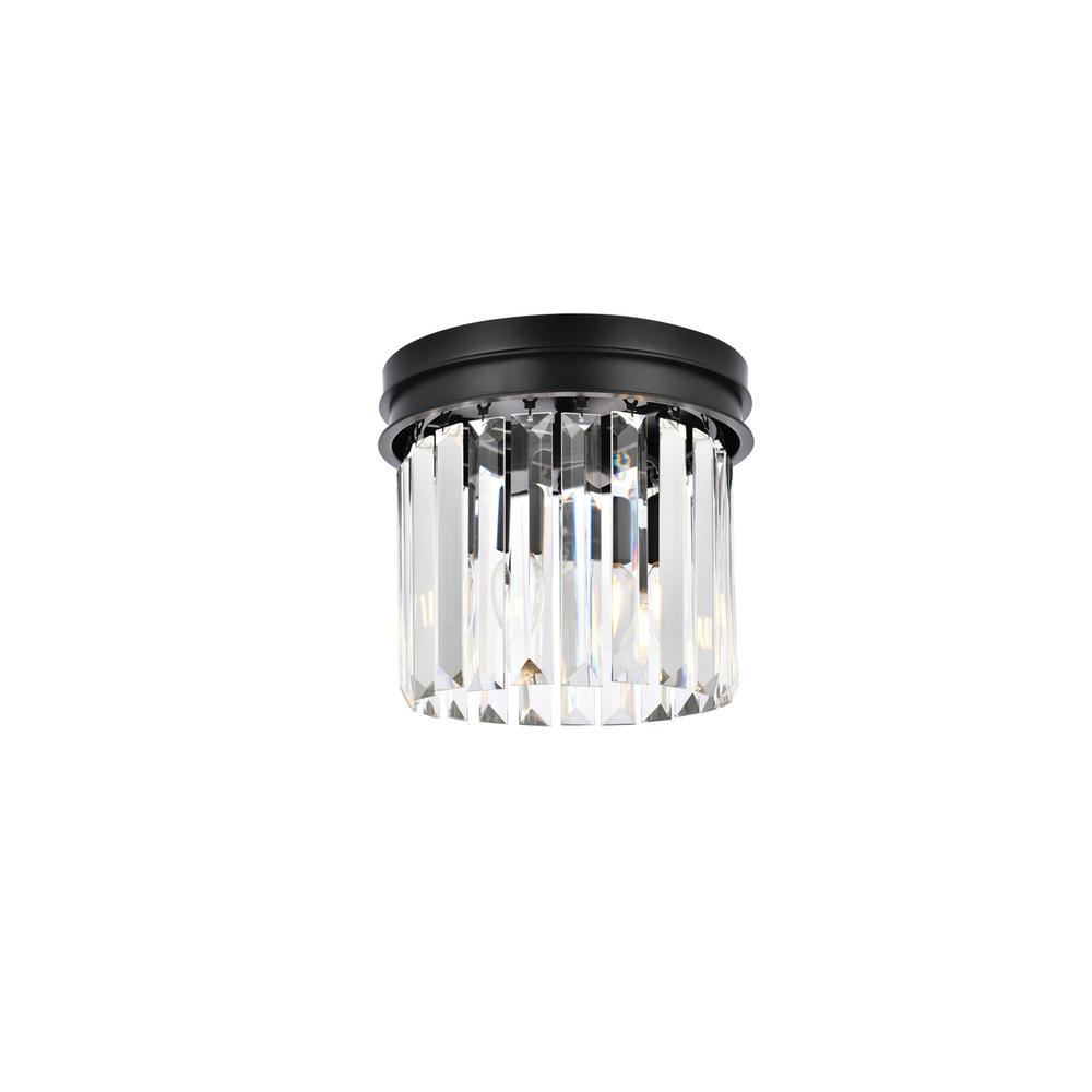 Sydney 3 light Matte Black Flush Mount Clear Royal Cut Crystal. Picture 1