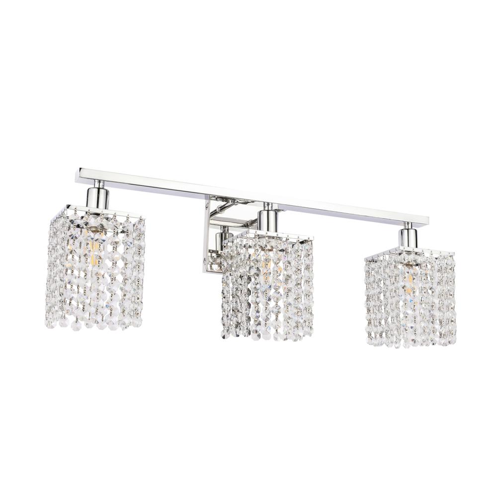 Phineas 3 light Chrome and Clear Crystals wall sconce. Picture 3