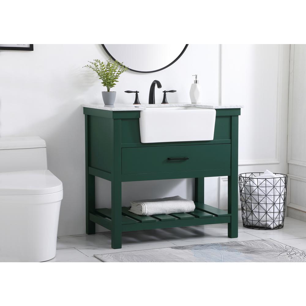 36 inch Single bathroom vanity in green. Picture 2