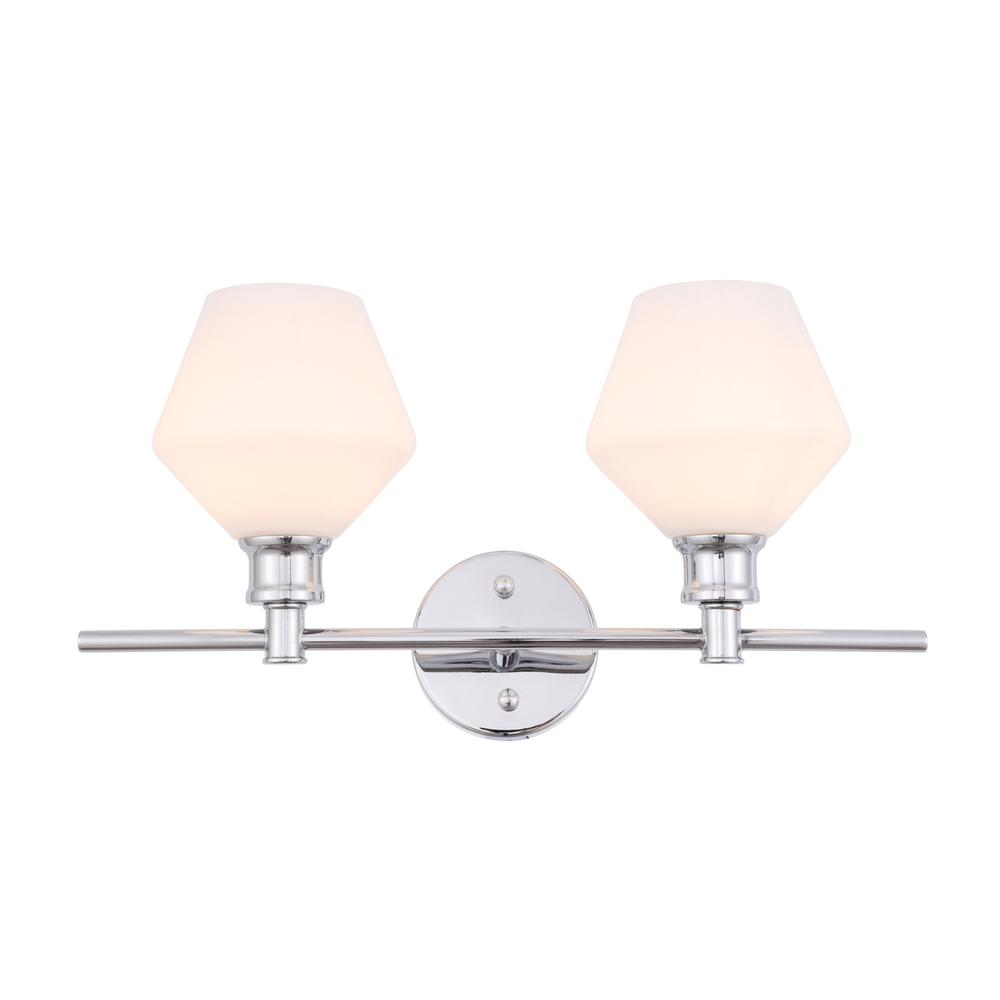 Gene 2 light Chrome and Frosted white glass Wall sconce. Picture 1