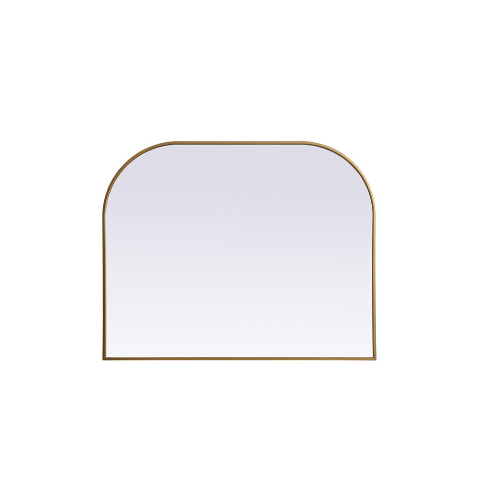 Metal Frame Arch Mirror 42x34 Inch in Brass. Picture 1