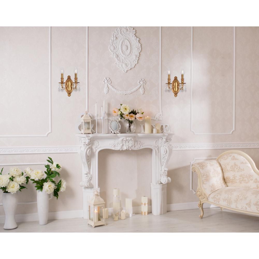 Rosalia 2 light French Gold Wall Sconce Clear Royal Cut Crystal. Picture 7