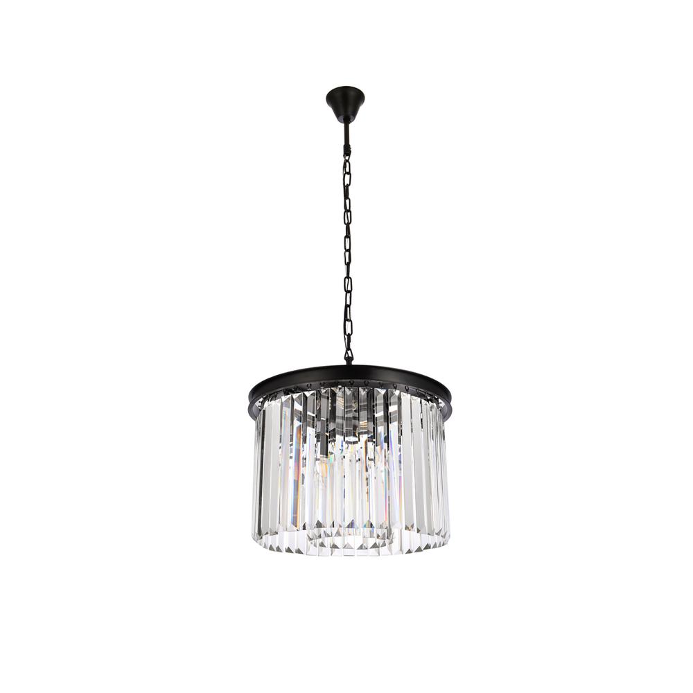 Sydney 6 light Matte Black Pendant Clear Royal Cut Crystal. Picture 6