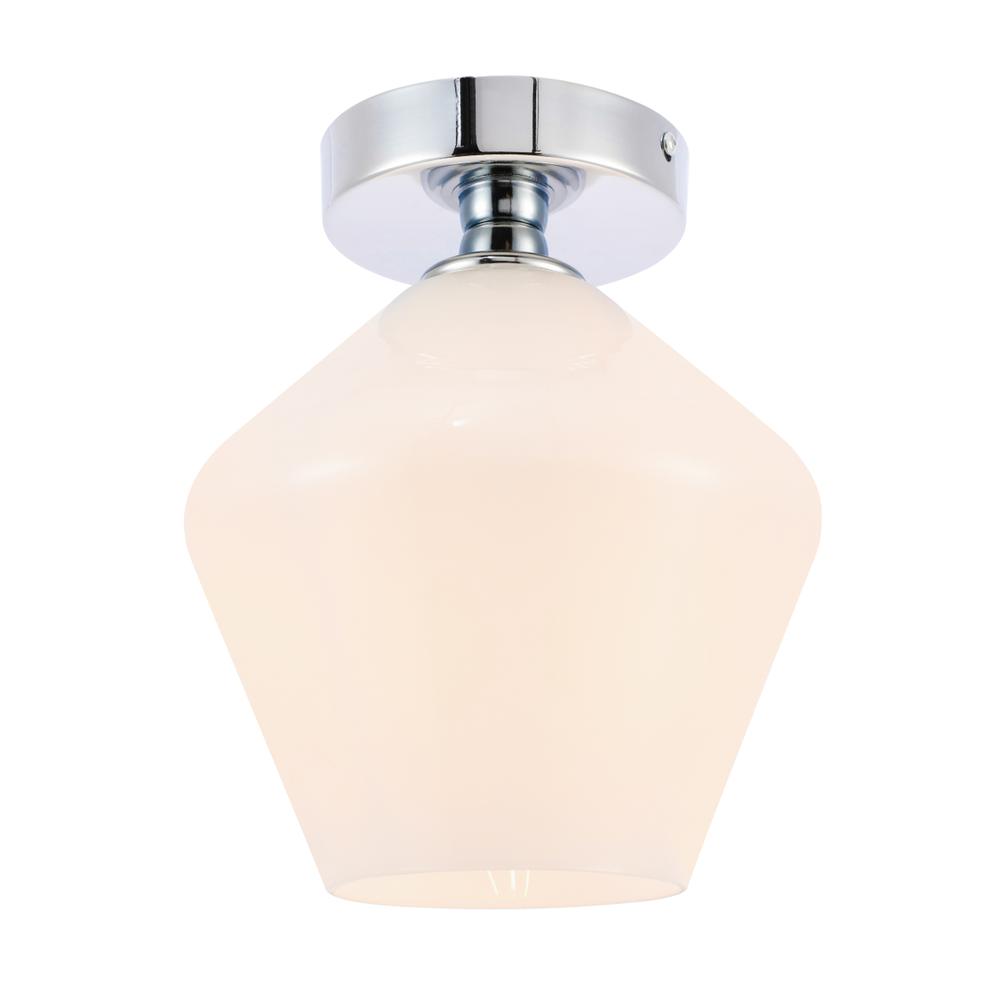 Gene 1 light Chrome and Frosted white glass Flush mount. Picture 5