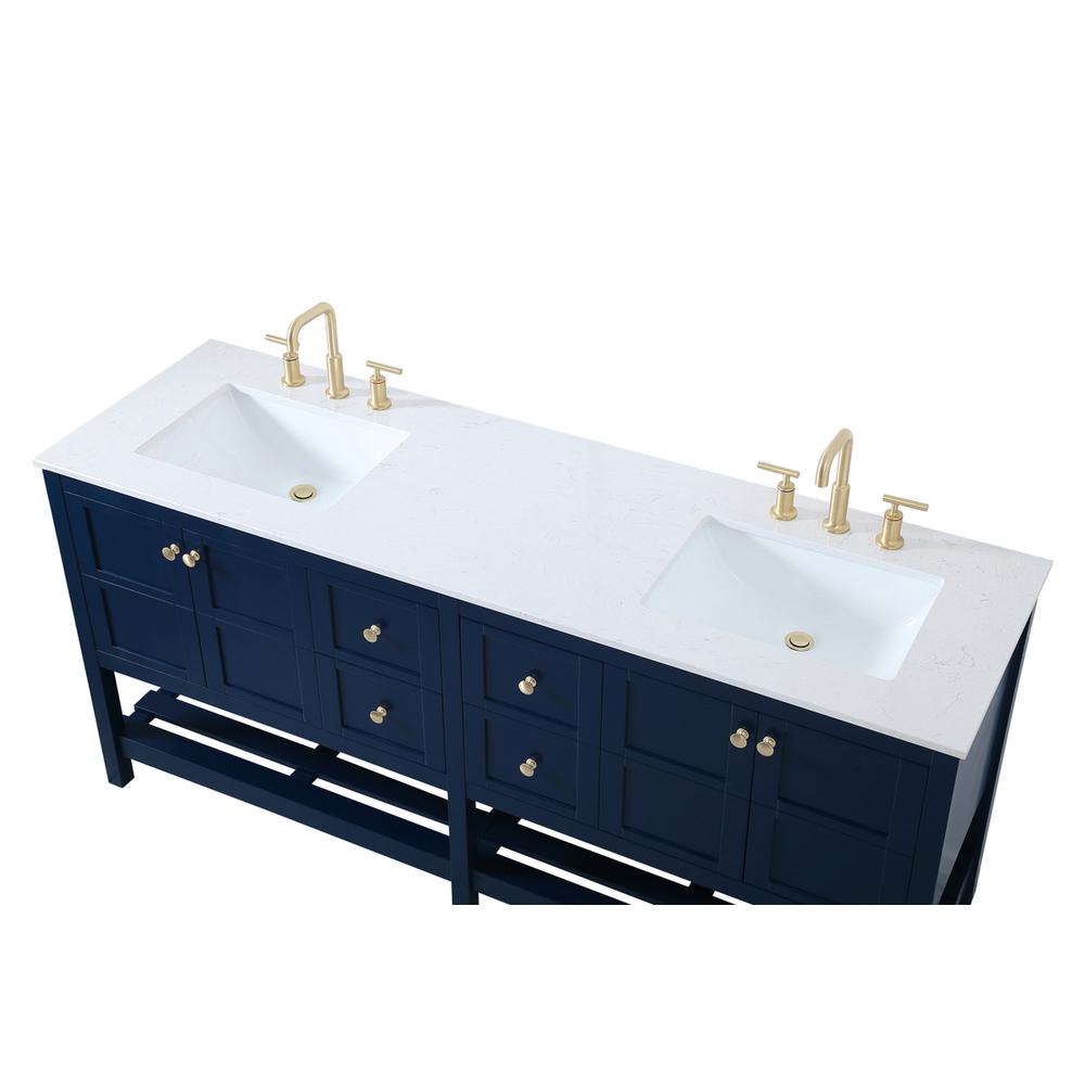 72 inch Double Bathroom Vanity in Blue. Picture 9