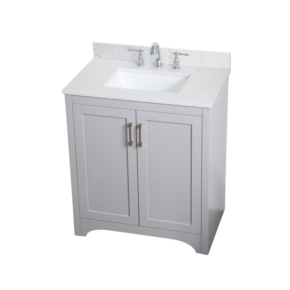 30 inch Single Bathroom Vanity in Grey with Backsplash. Picture 8