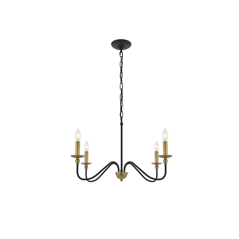 Rohan 4 Light Matte Black And Brass Pendant. Picture 7