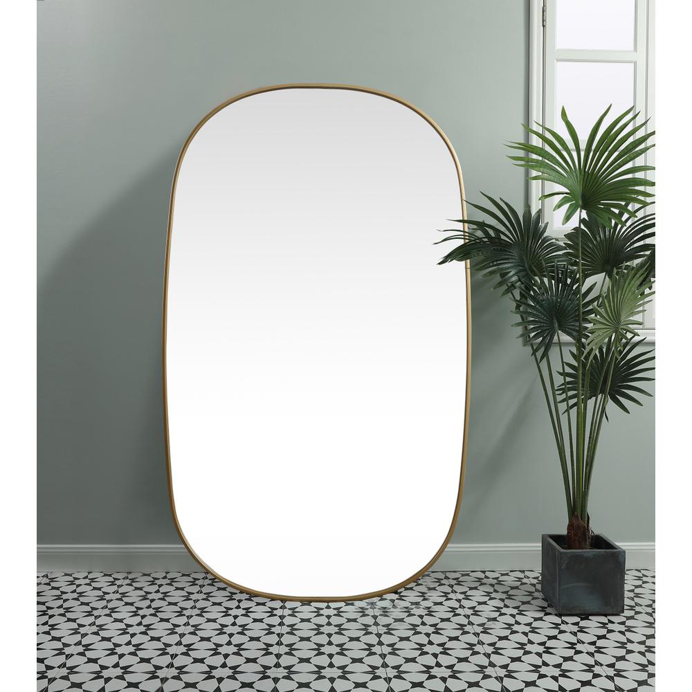 Metal Frame Oval Mirror 36x60 Inch in Brass. Picture 3