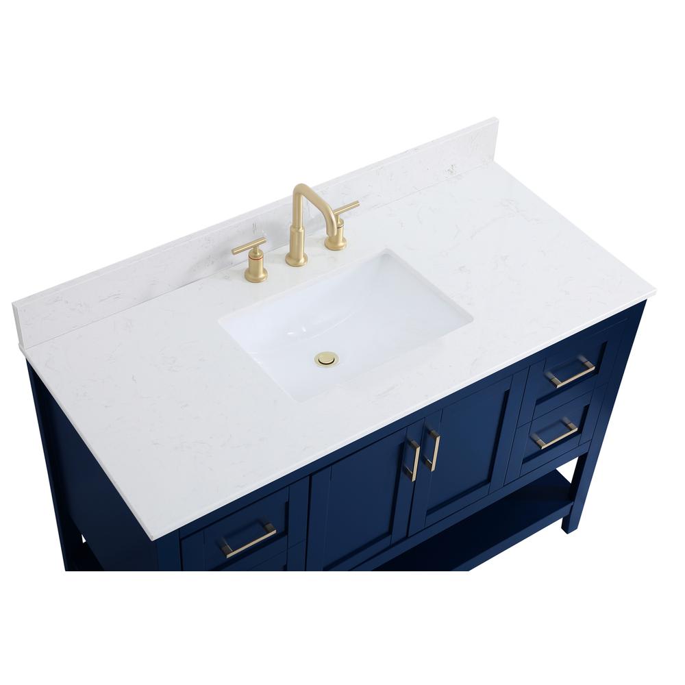 48 inch Single Bathroom Vanity in Blue with Backsplash. Picture 10