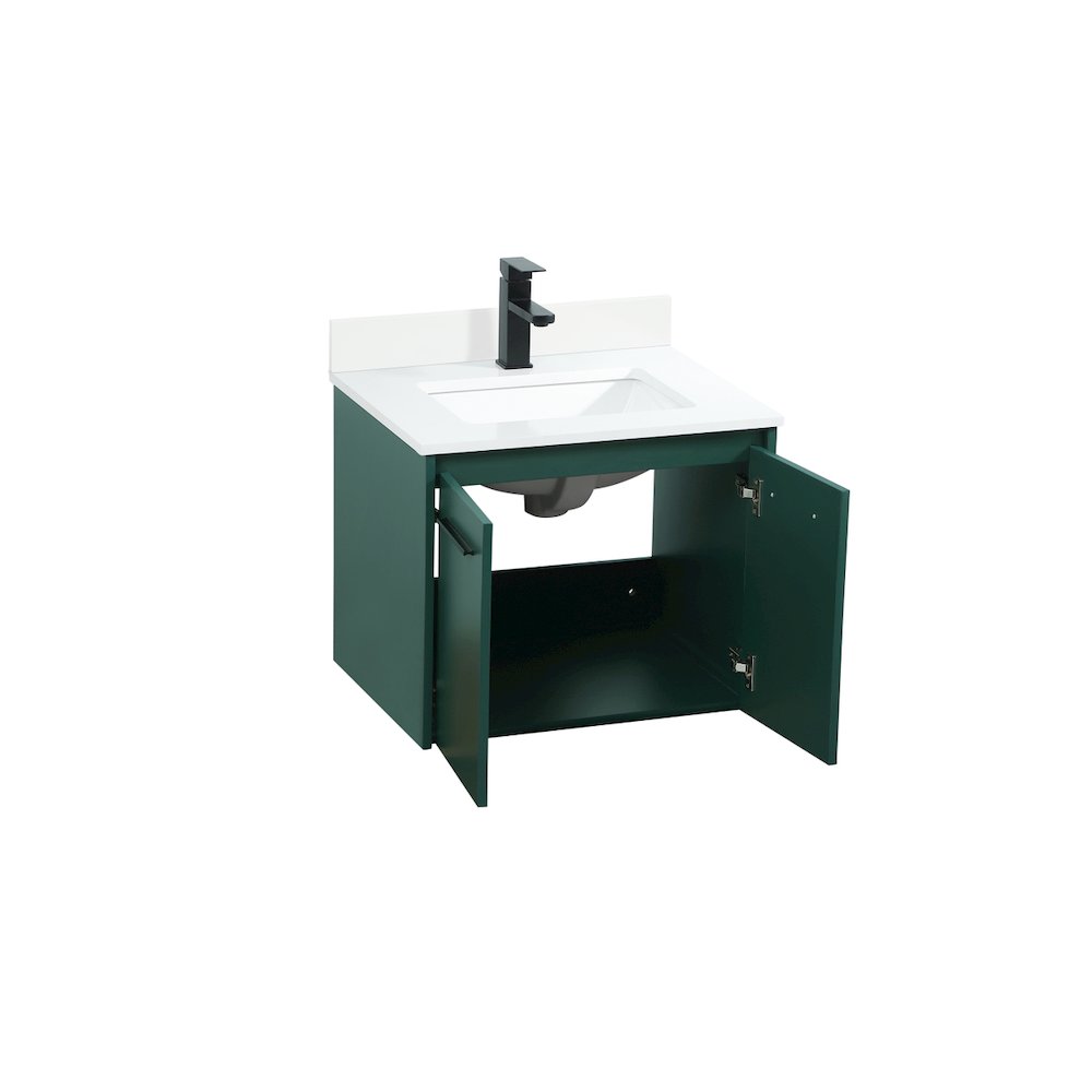 24 Inch Single Bathroom Vanity In Green With Backsplash. Picture 10