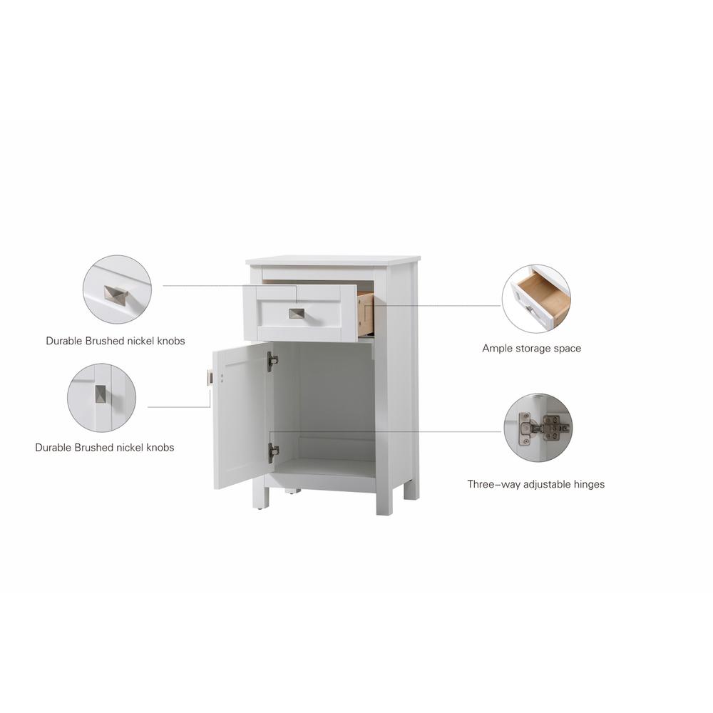 18 Inch Wide Bathroom Storage Freedstanding Cabinet In White. Picture 12