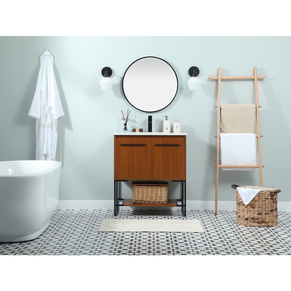 30 inch Single bathroom vanity in teak. Picture 4