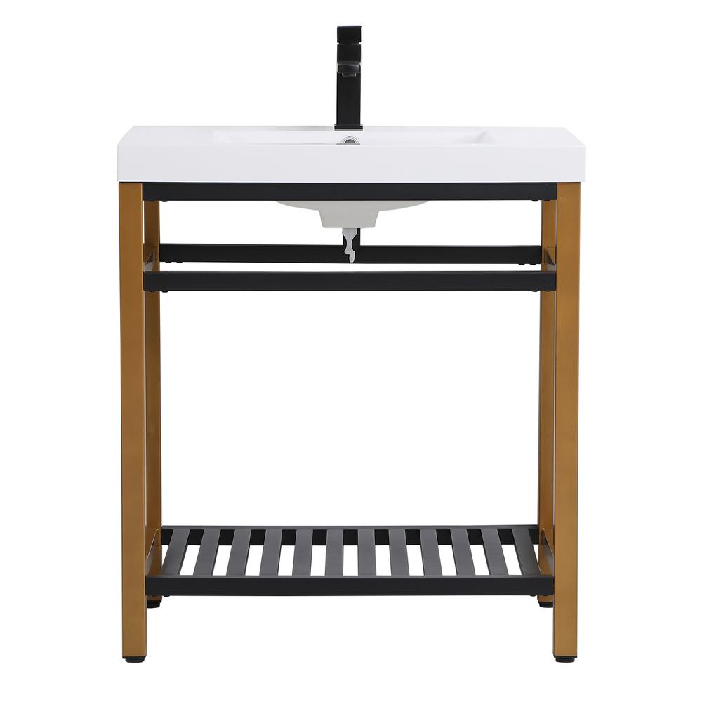 30 inch Single Bathroom Metal Vanity in Golden Black. Picture 1