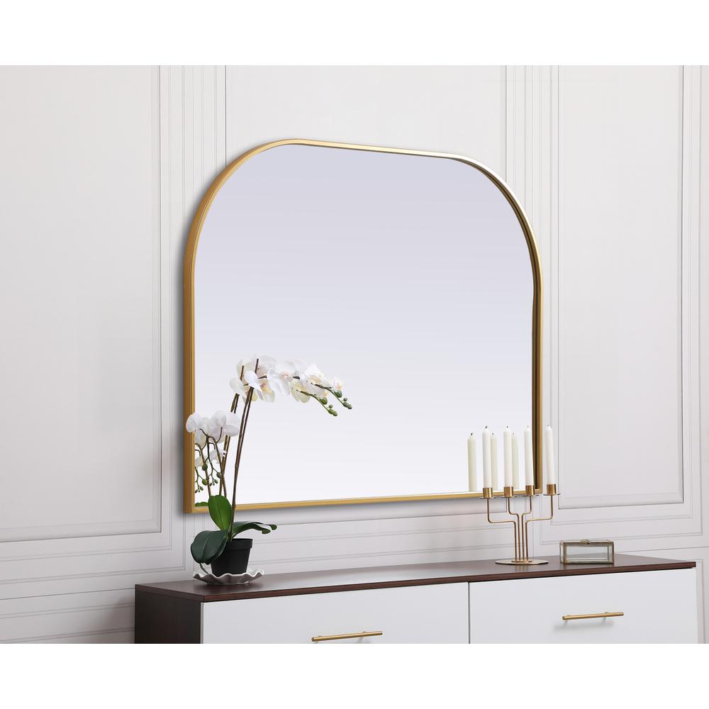 Metal Frame Arch Mirror 40x30 Inch in Brass. Picture 4