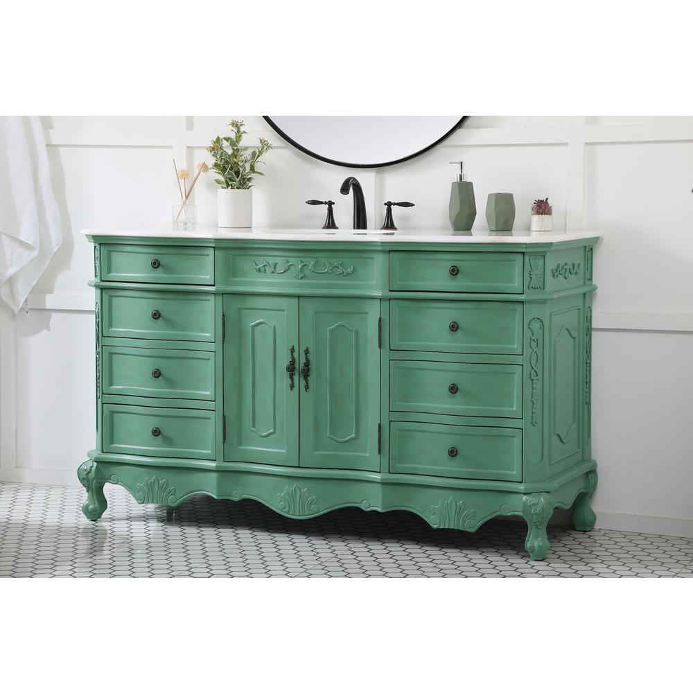 60 inch Single bathroom vanity in vintage mint. Picture 2