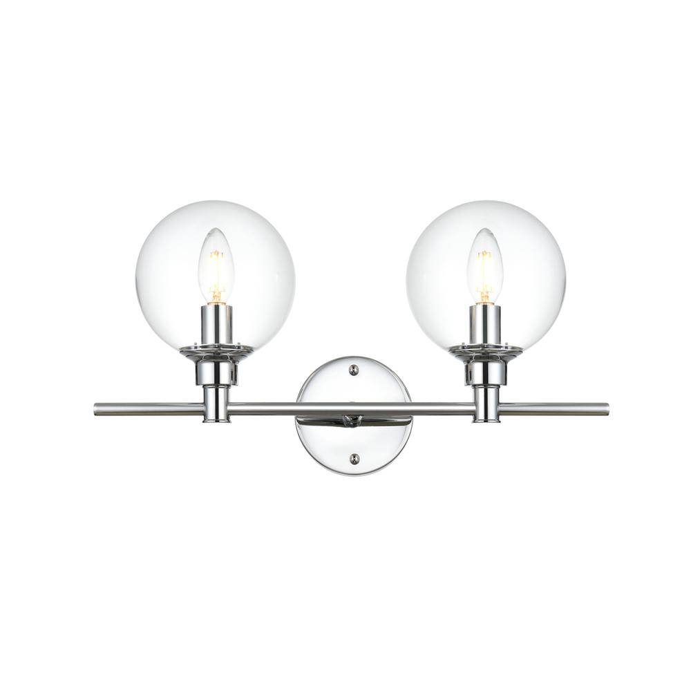Jaelynn 2 light Chrome and Clear Bath Sconce. Picture 1