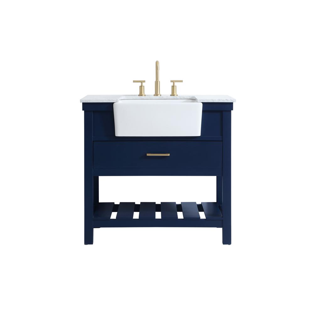 36 inch Single bathroom vanity in blue. Picture 1