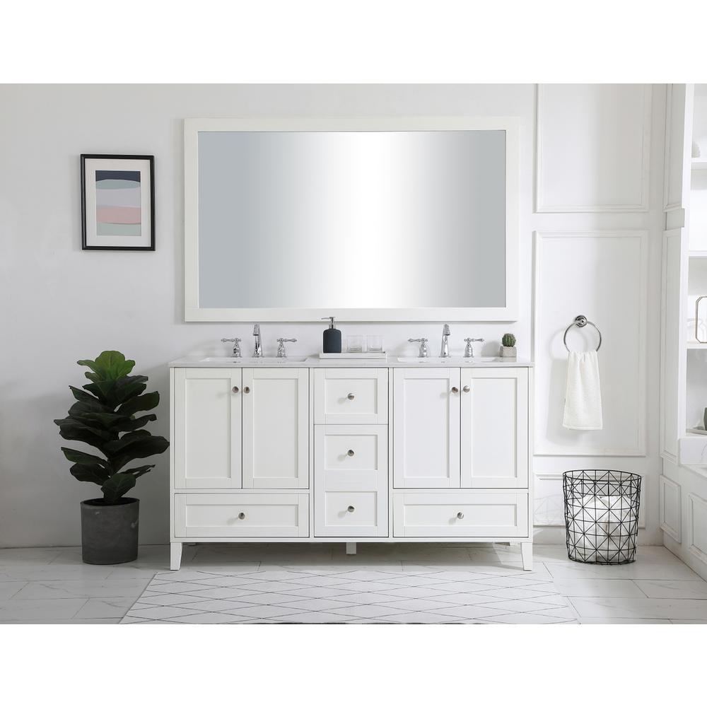 60 inch Double Bathroom Vanity in White. Picture 6