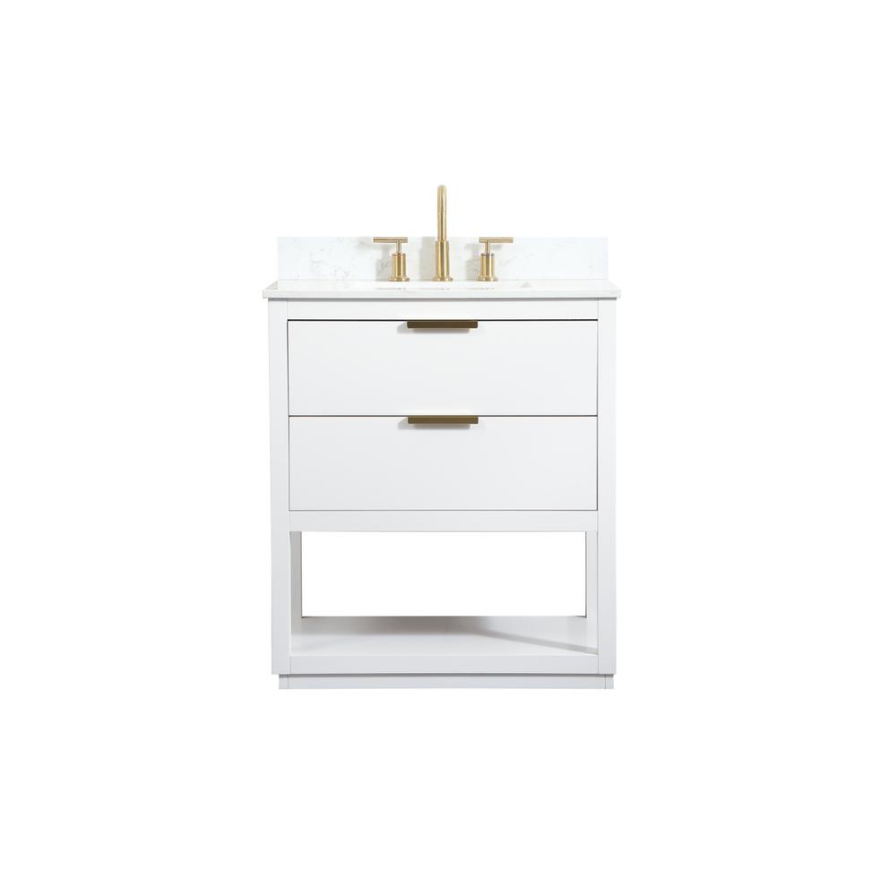30 inch Single bathroom vanity in white with backsplash. Picture 1