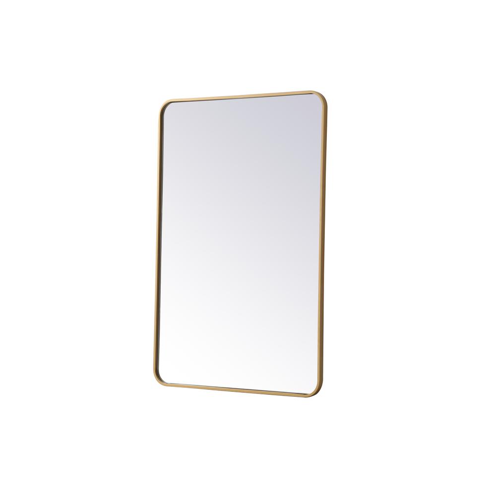 Soft corner metal rectangular mirror 28x42 inch in Brass. Picture 7