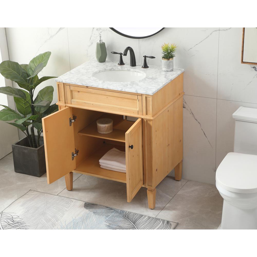 30 inch Single bathroom vanity in natural wood. Picture 3