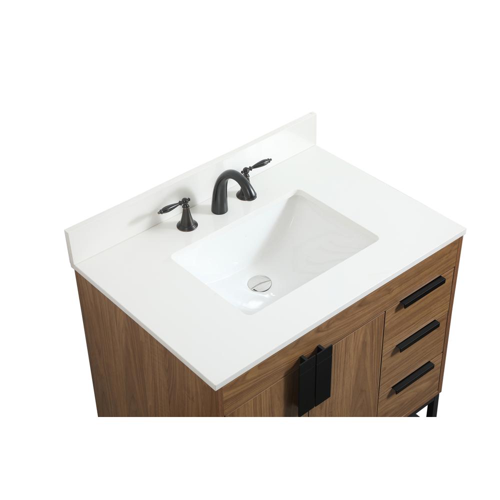 32 inch Single bathroom vanity in walnut brown with backsplash. Picture 10