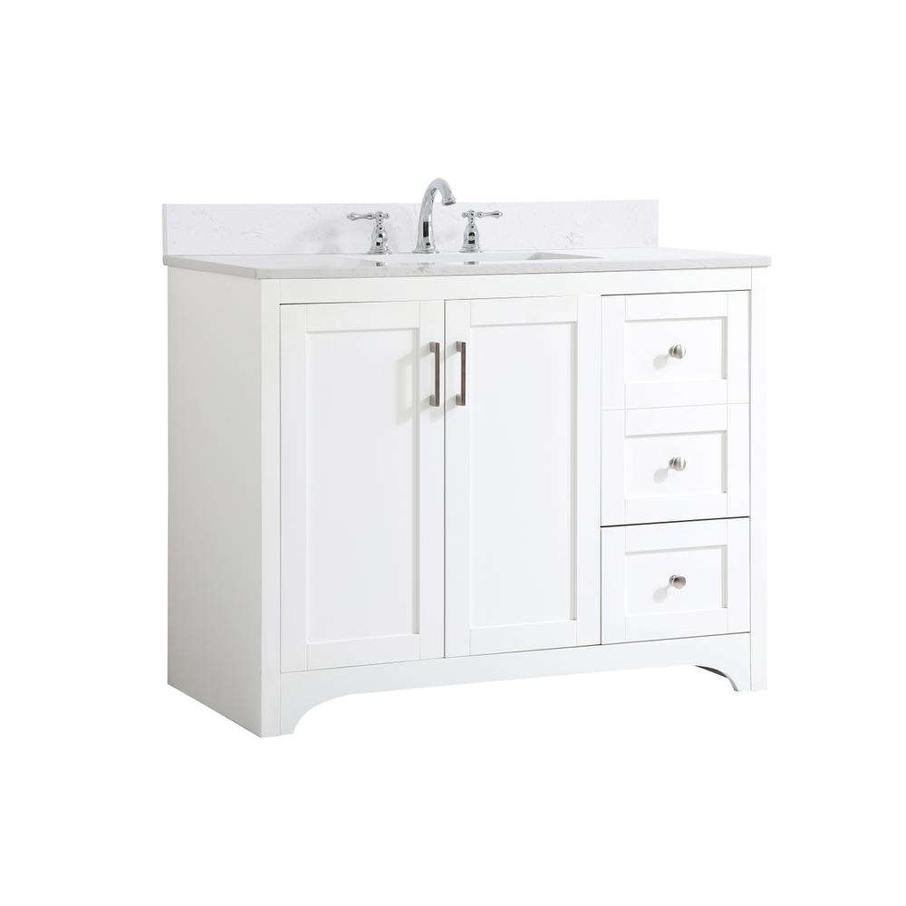 42 inch Single Bathroom Vanity in White with Backsplash. Picture 8