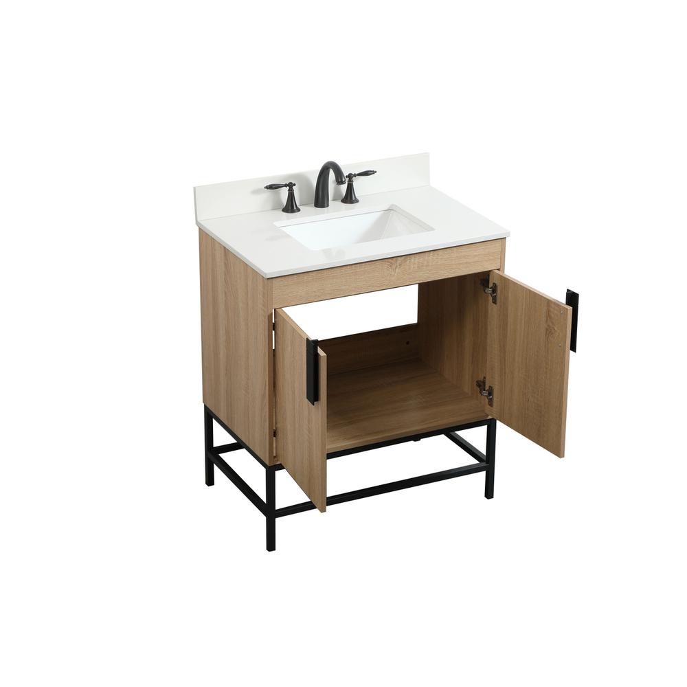 30 inch Single bathroom vanity in mango wood with backsplash. Picture 9