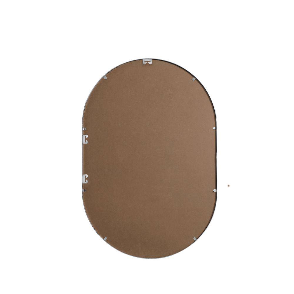 Metal Frame Oval Mirror 27x40 Inch in Silver. Picture 10