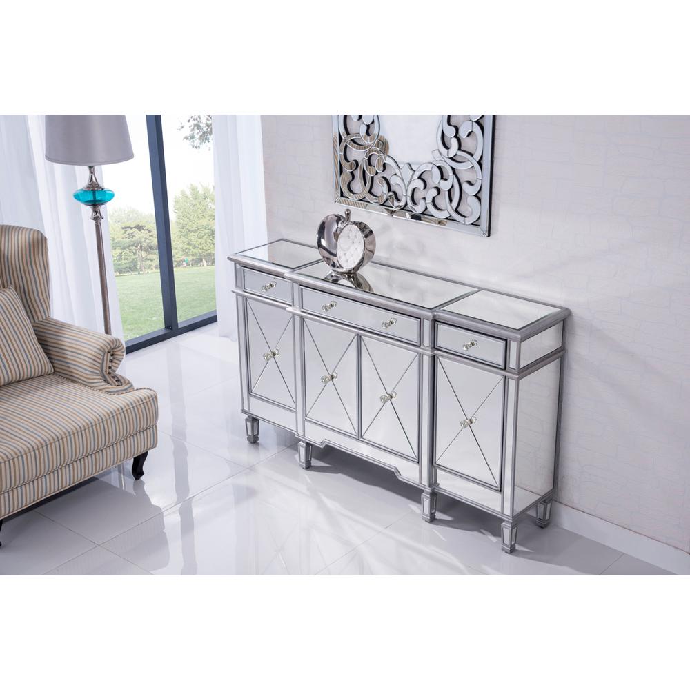 3 Drawer 4 Door Cabinet 60 in. x 14 in. x 36 in. in silver Clear. Picture 3